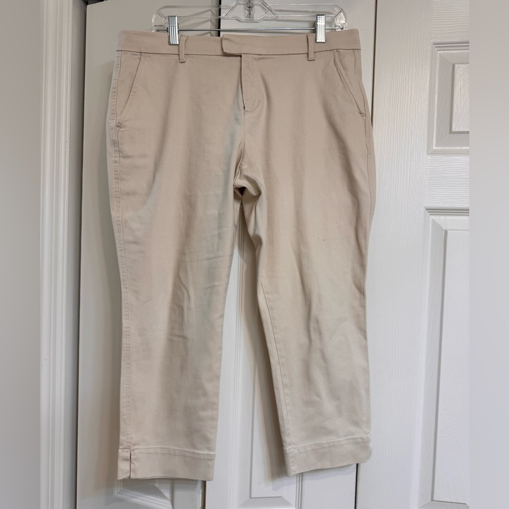 Gap petite off-white cropped twill trousers